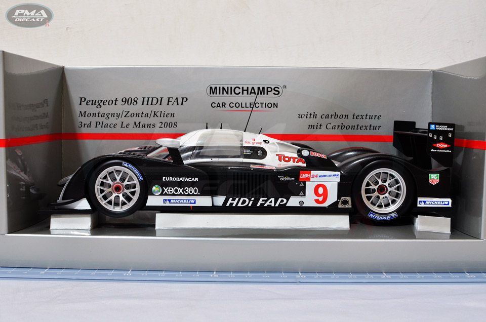 CHRISTIAN KLIEN, FRANCK MONTAGNY, RICARDO ZONTA 2008 PEUGEOT SPORT TOTAL PEUGEOT 908 HDI FAP 1:18